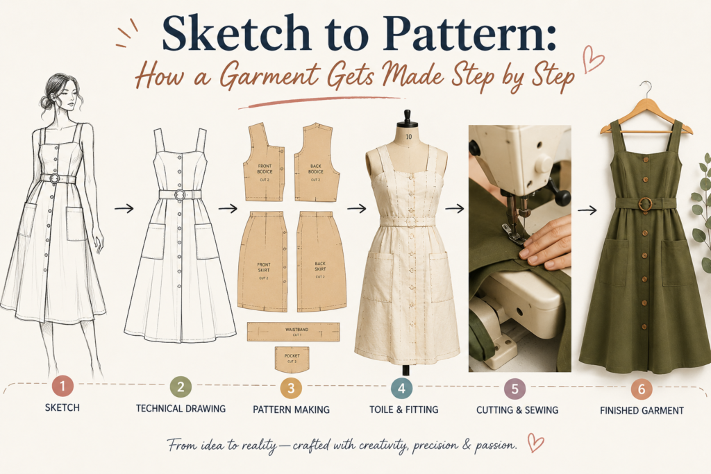 Sketch to Pattern How a Garment Gets Made Step by Step