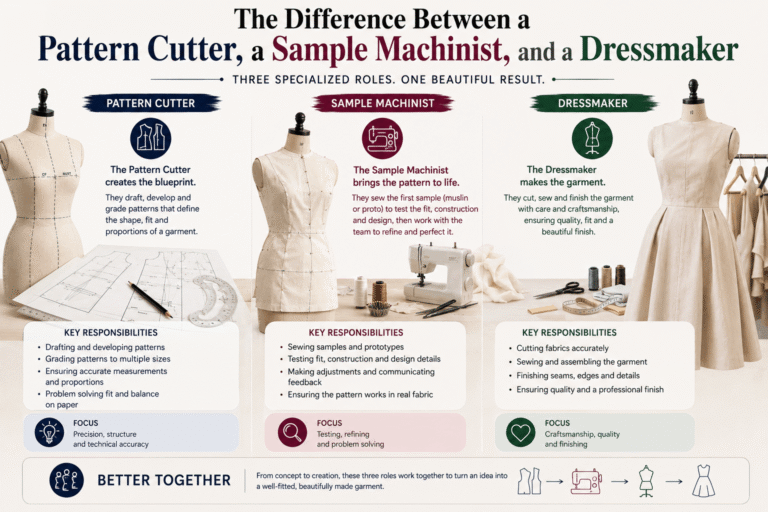 The Difference Between a Pattern Cutter, a Sample Machinist, and a Dressmaker